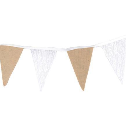 Fanion alternance toile de jute-dentelle