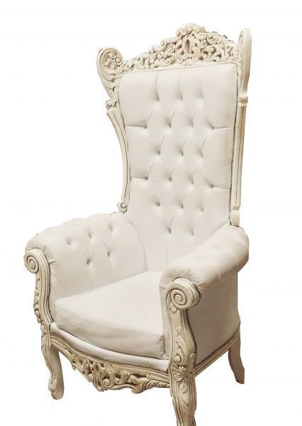 Fauteuil Royal Haut à moulure Blanche
