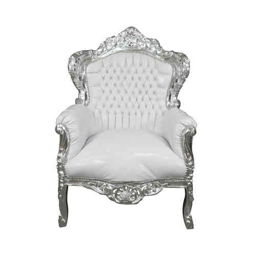 Fauteuil Royal Bas Moulure Argent