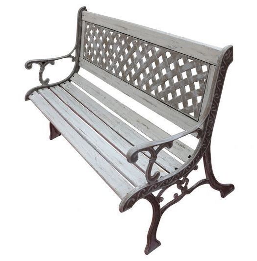 Banc Champêtre Blanc vielli